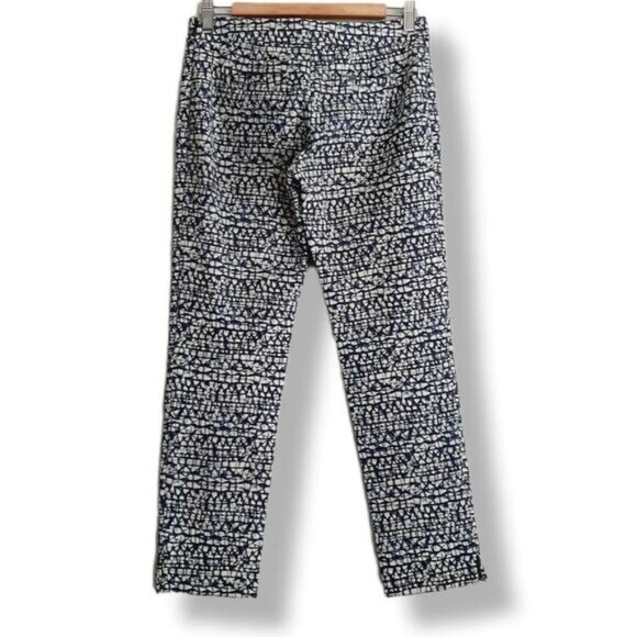 TORY BURCH / Slim Crop Ponte Pants Blue Tribal Print Sz XS - Picture 3 of 11